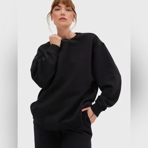 Mate the Label Organic Fleece Oversized Sweatshirt Size Medium Black NWT